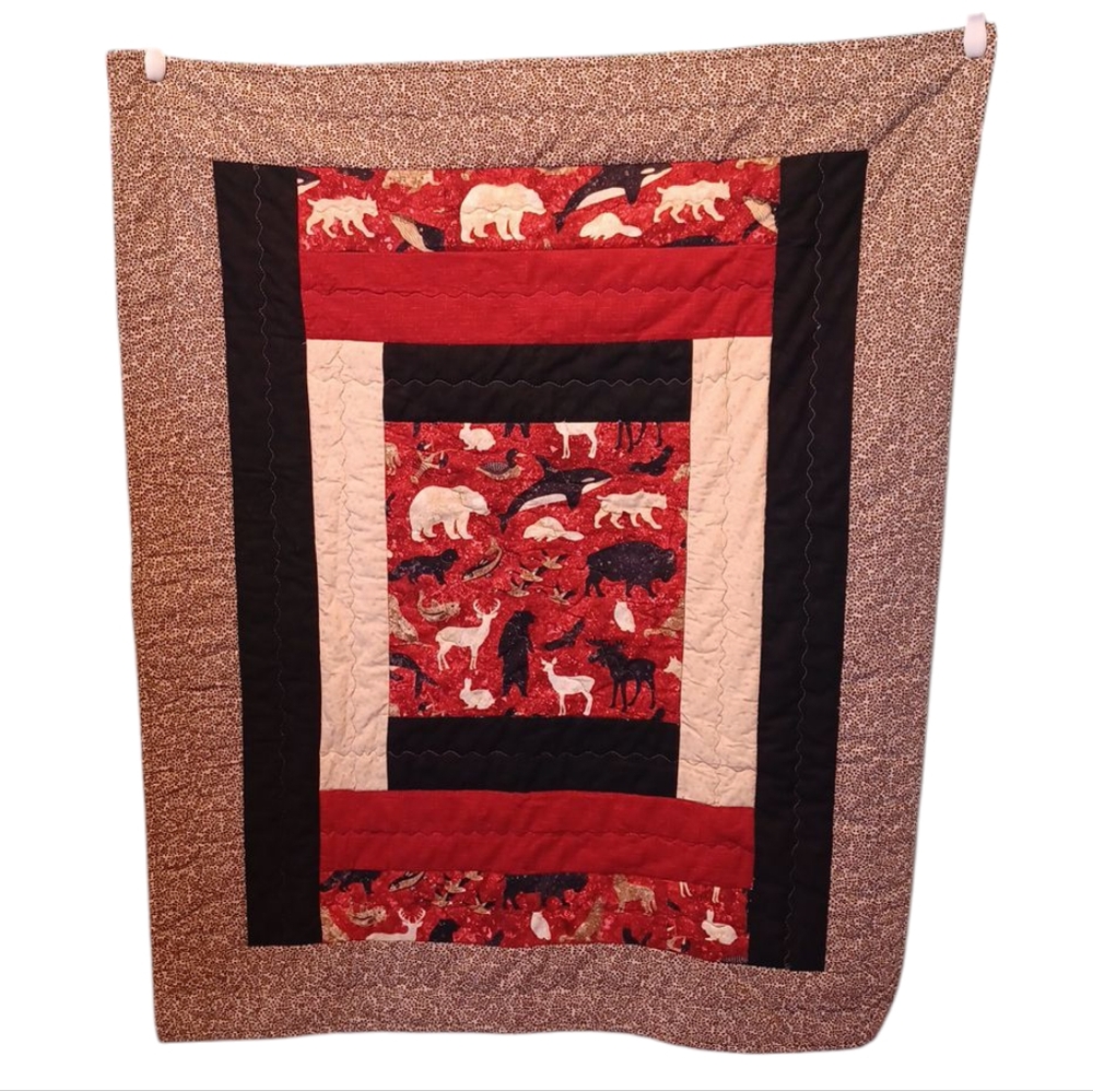 Hand Made Quilt Canadian Animal Theme Lap Quilt 6334
